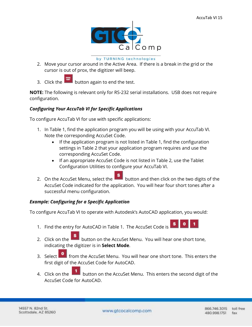 GTCO AccuTab VI - Users Guide User Manual | Page 15 / 46