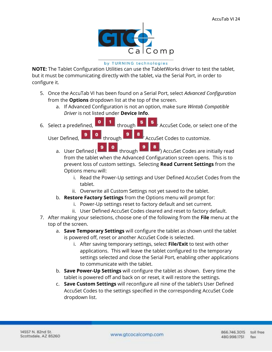 GTCO AccuTab VI - Users Guide User Manual | Page 24 / 46