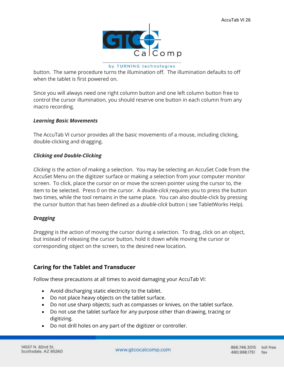 GTCO AccuTab VI - Users Guide User Manual | Page 26 / 46