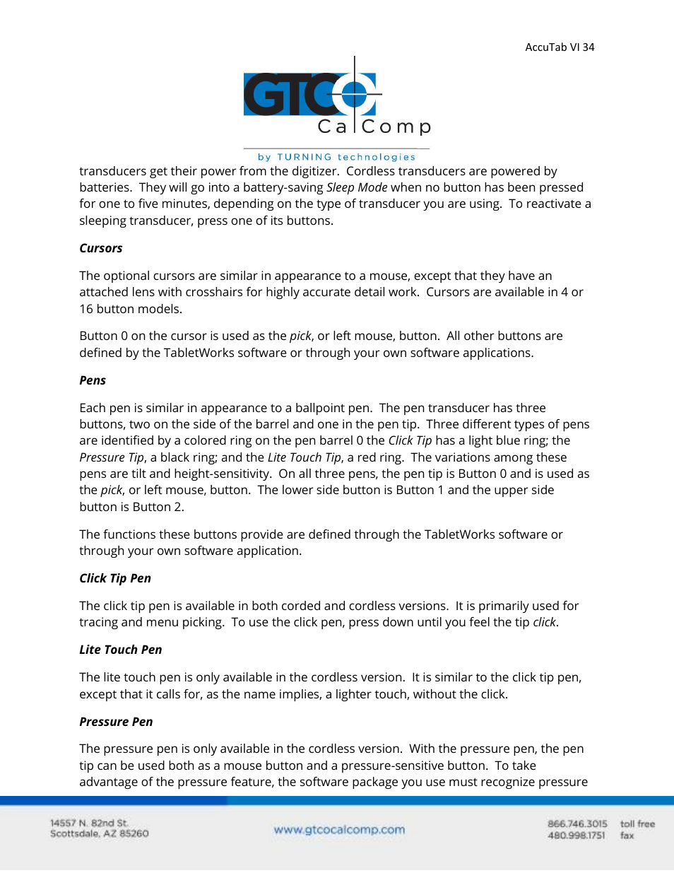 GTCO AccuTab VI - Users Guide User Manual | Page 34 / 46