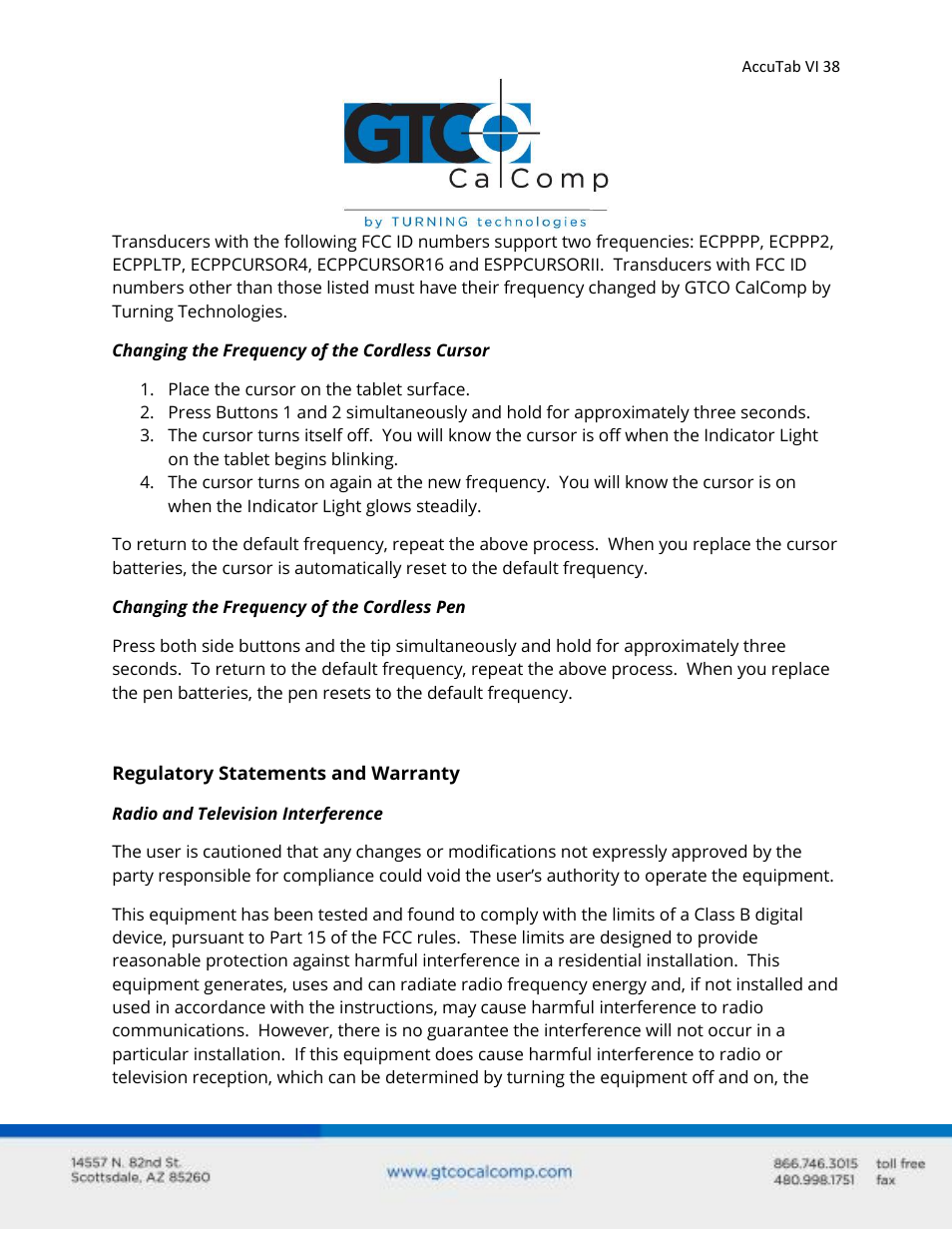 GTCO AccuTab VI - Users Guide User Manual | Page 38 / 46