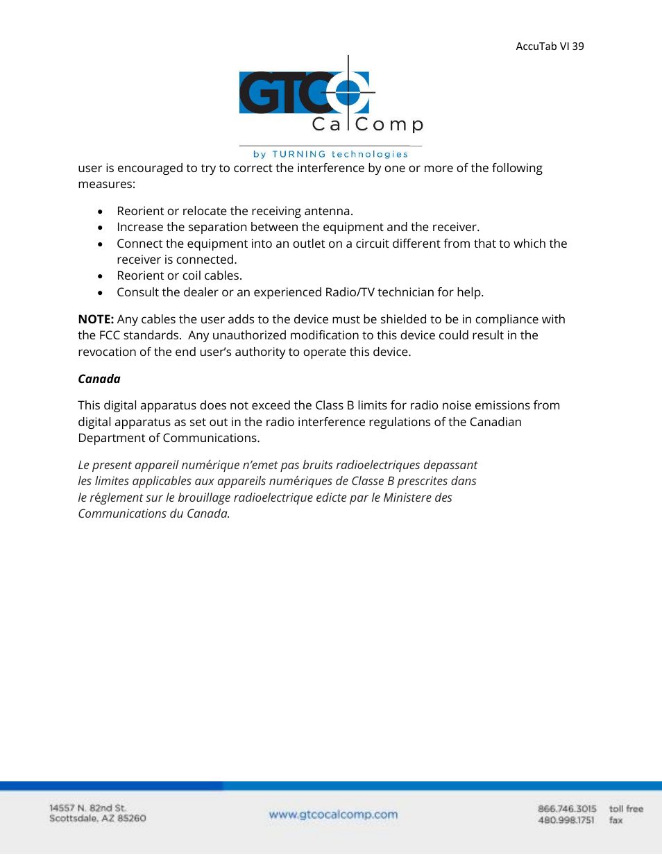 GTCO AccuTab VI - Users Guide User Manual | Page 39 / 46