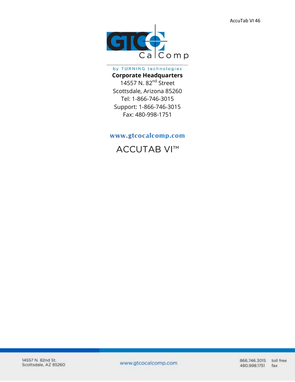 GTCO AccuTab VI - Users Guide User Manual | Page 46 / 46