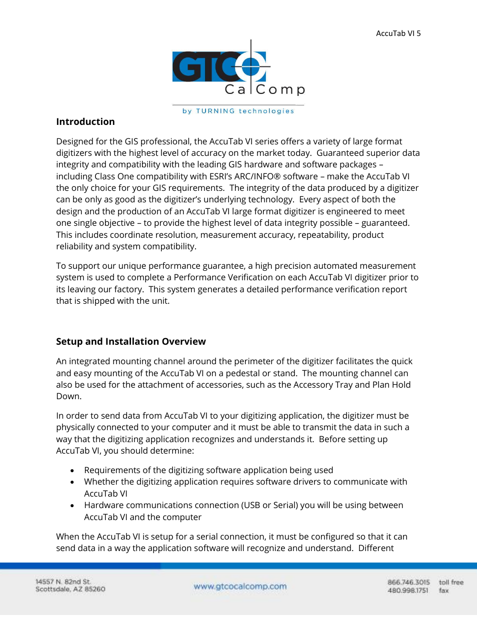 GTCO AccuTab VI - Users Guide User Manual | Page 5 / 46