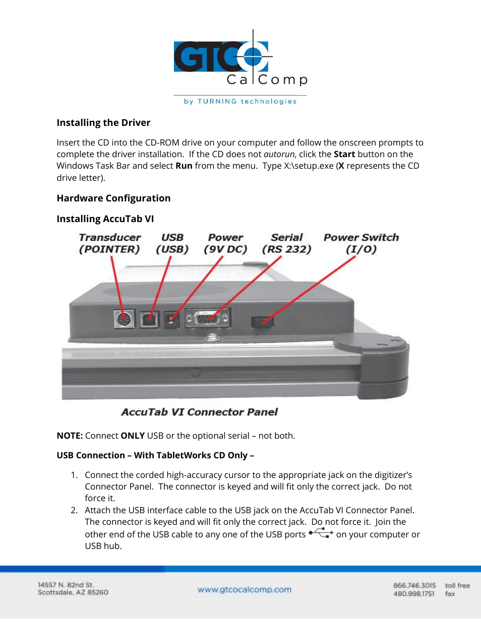 GTCO AccuTab VI - Quick Start Guide User Manual | Page 2 / 3