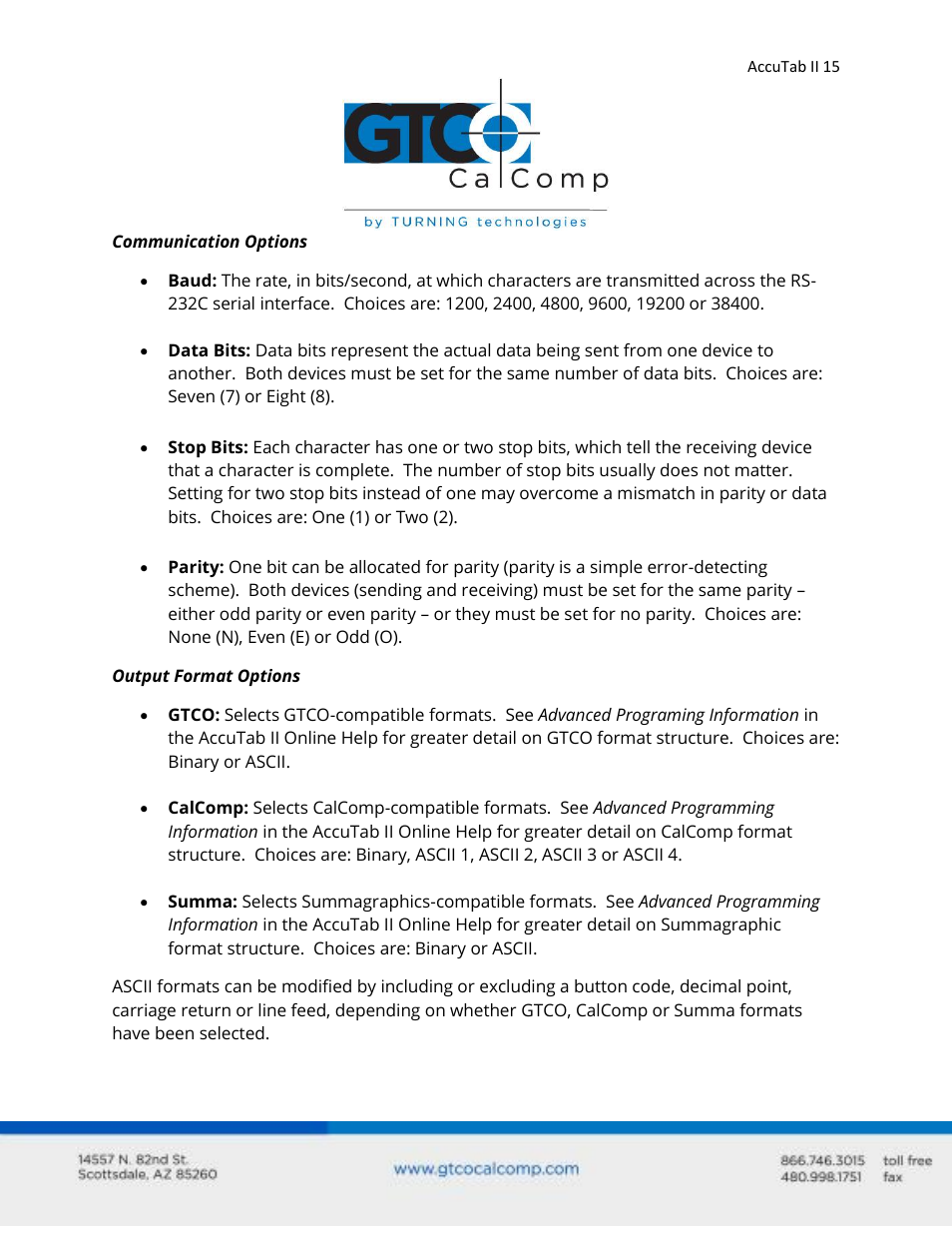 GTCO AccuTab II - Users Guide User Manual | Page 15 / 65