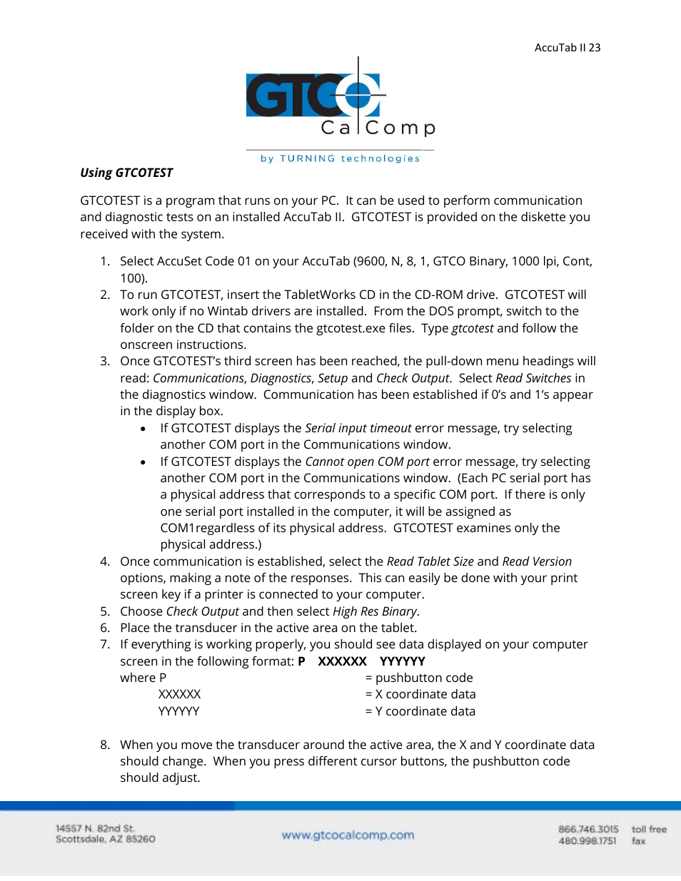 GTCO AccuTab II - Users Guide User Manual | Page 23 / 65