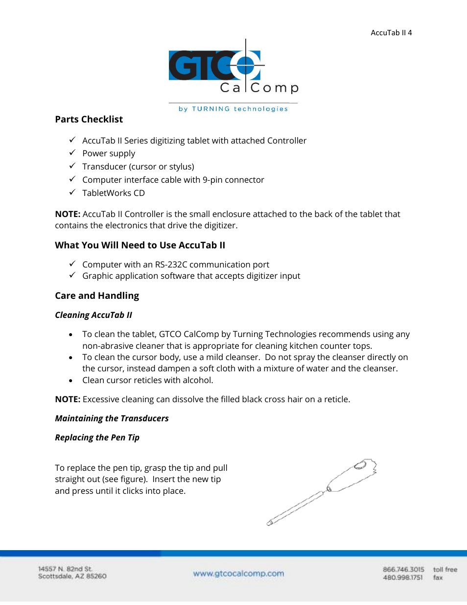 GTCO AccuTab II - Users Guide User Manual | Page 4 / 65