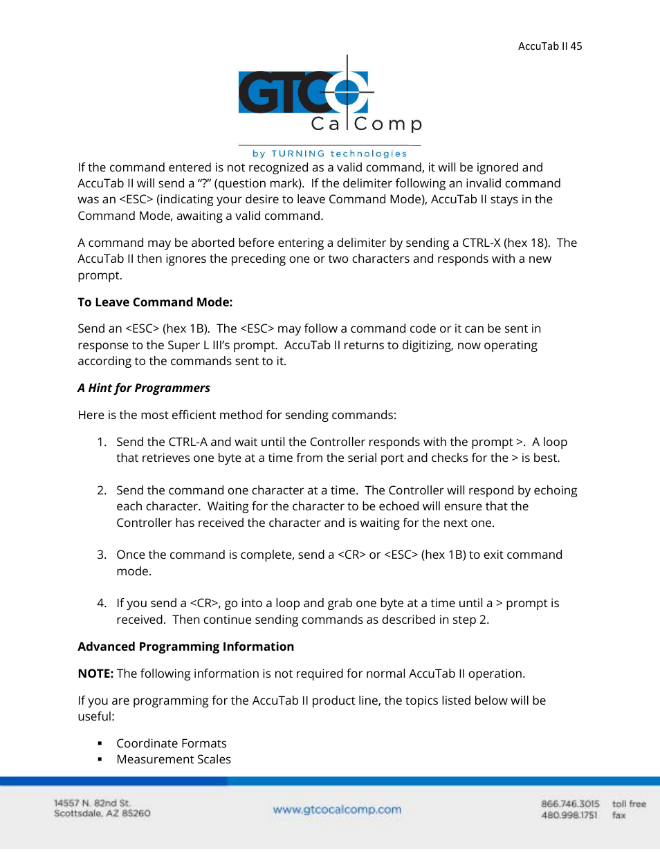 GTCO AccuTab II - Users Guide User Manual | Page 45 / 65