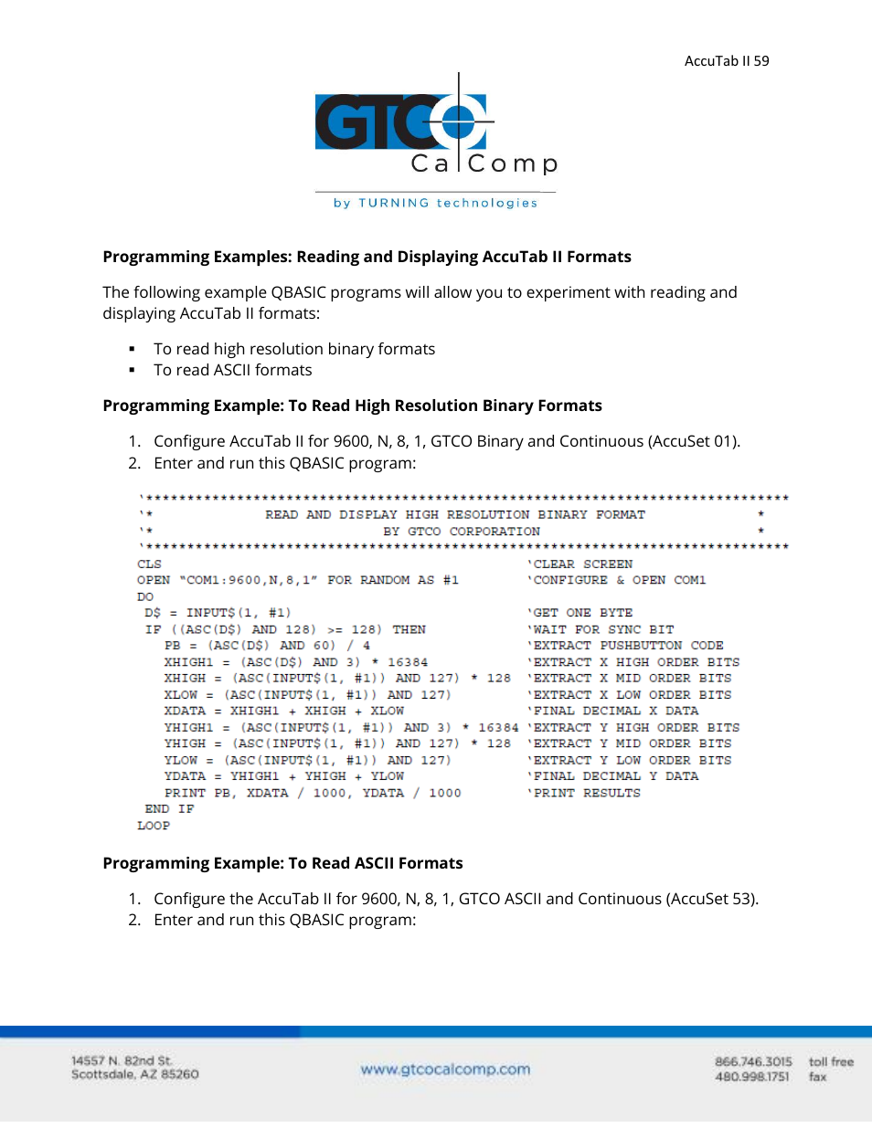 GTCO AccuTab II - Users Guide User Manual | Page 59 / 65