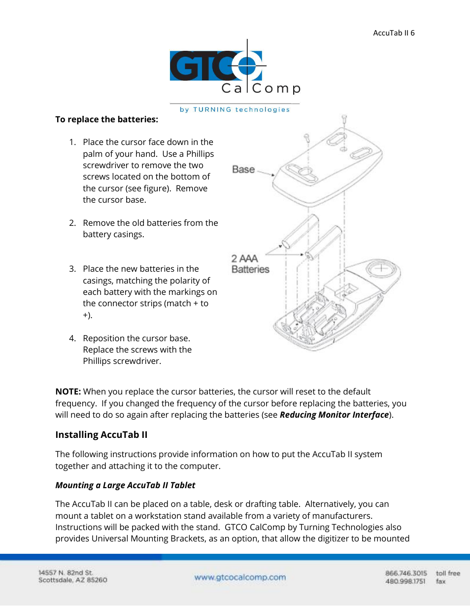 GTCO AccuTab II - Users Guide User Manual | Page 6 / 65