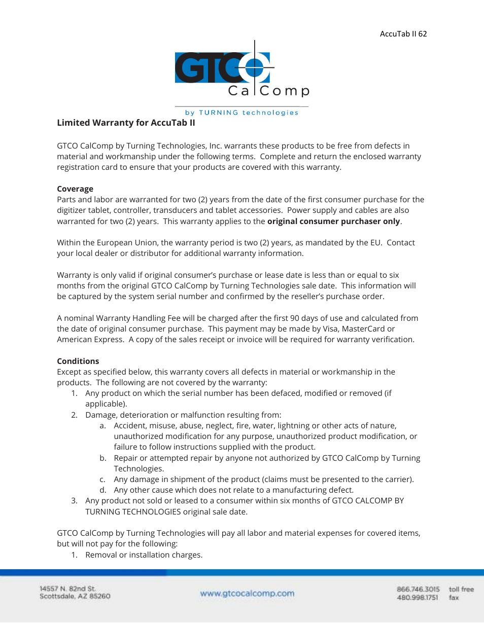 GTCO AccuTab II - Users Guide User Manual | Page 62 / 65