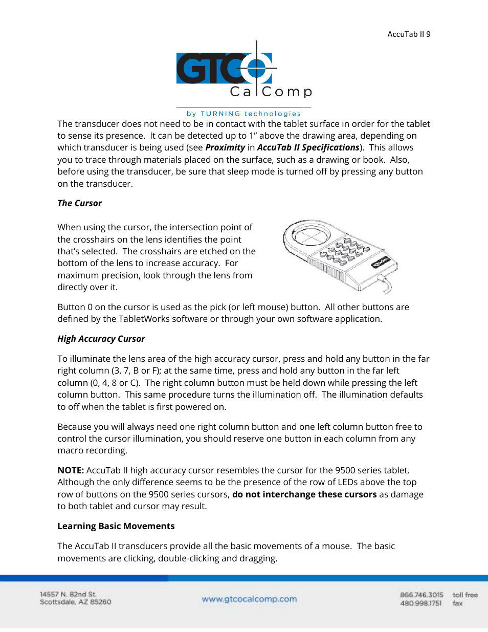 GTCO AccuTab II - Users Guide User Manual | Page 9 / 65