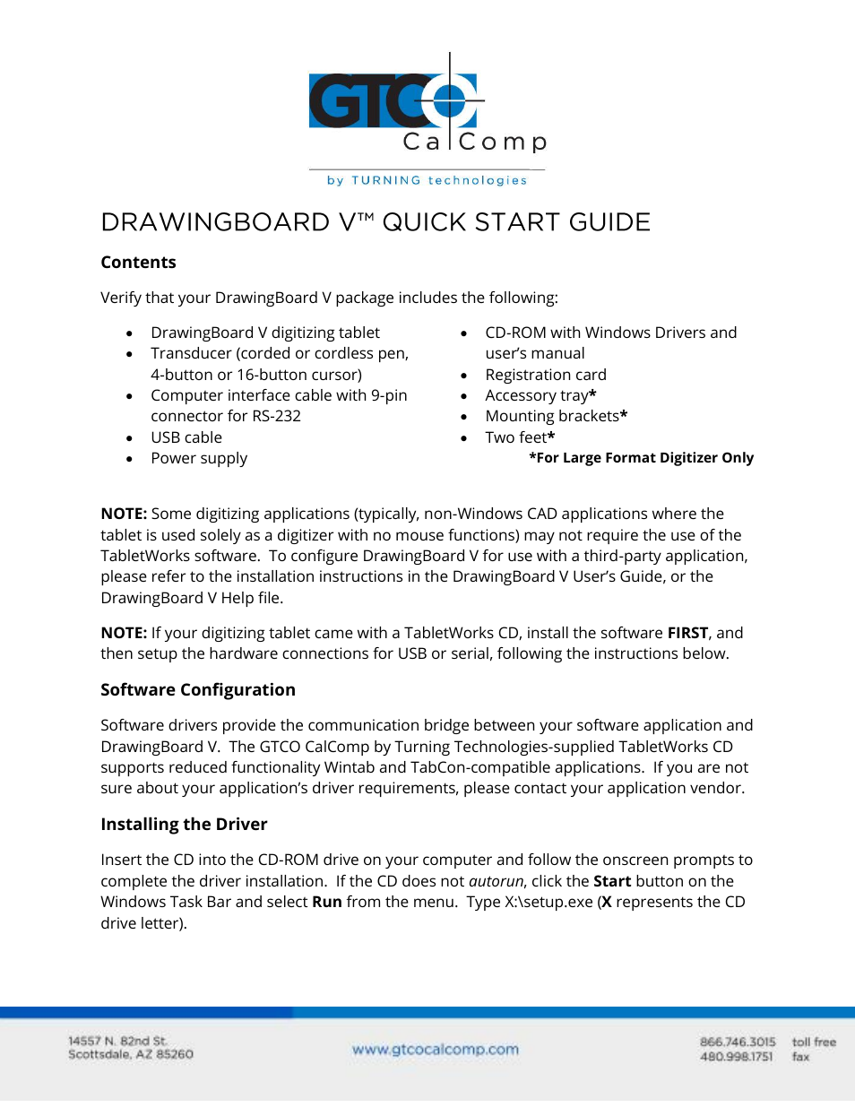 GTCO DrawingBoard V - Quick Start Guide User Manual | 3 pages