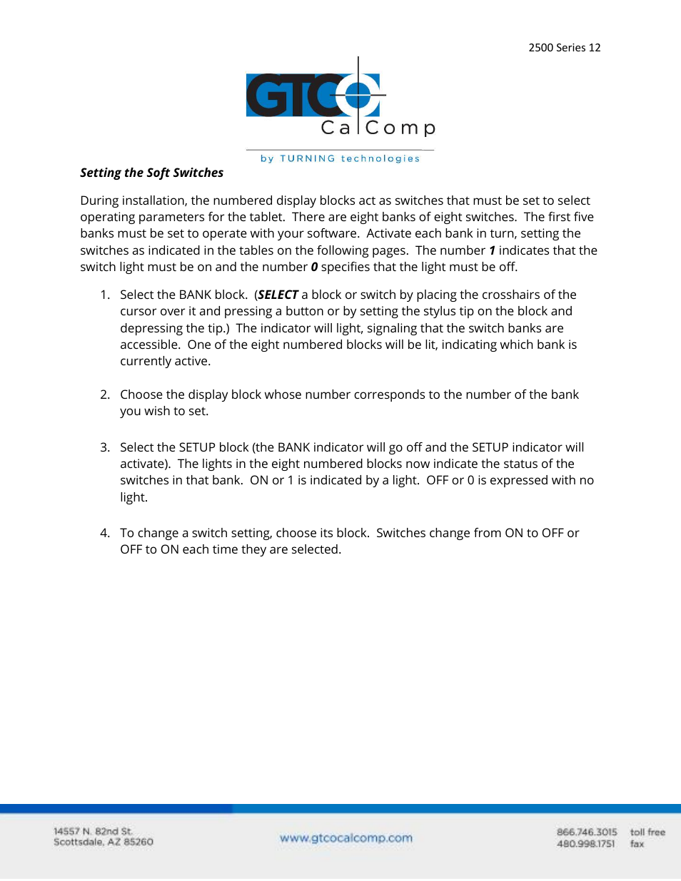 GTCO 2500 Series - Users Guide 1/3 User Manual | Page 12 / 28