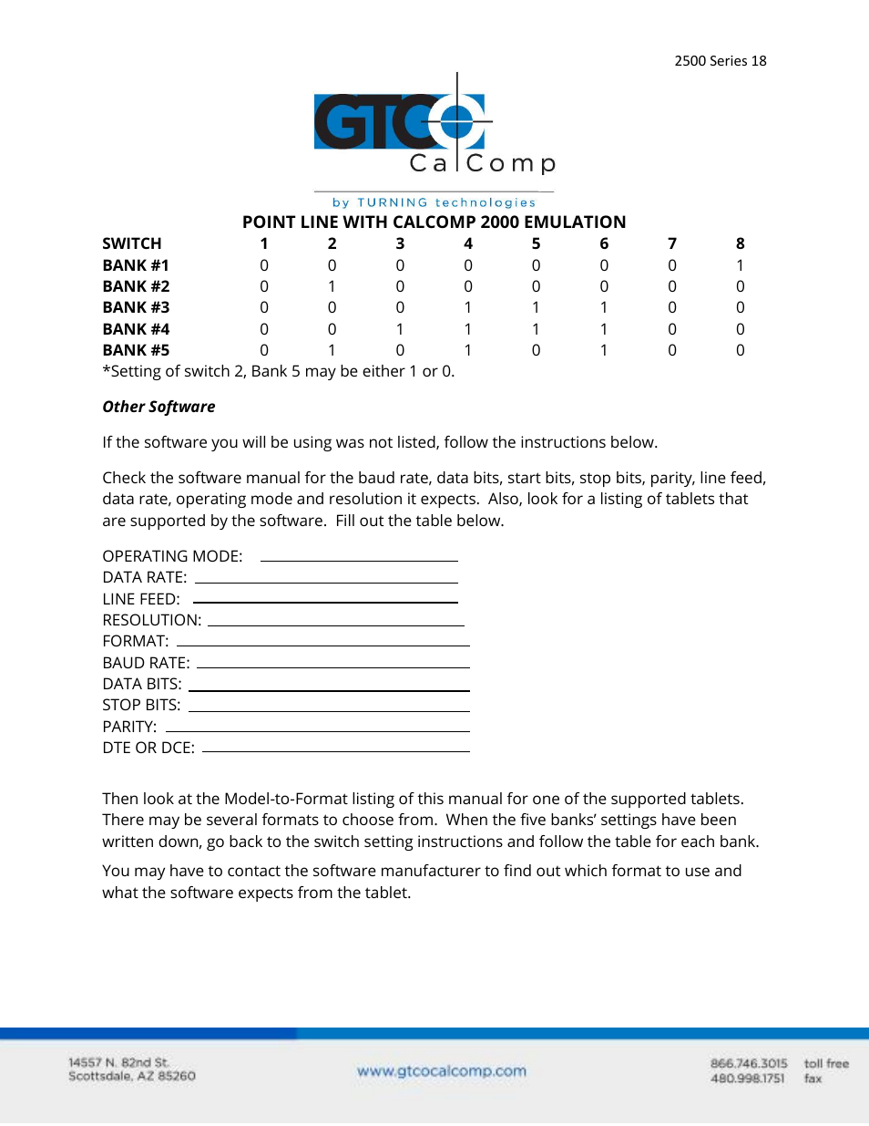 GTCO 2500 Series - Users Guide 1/3 User Manual | Page 18 / 28