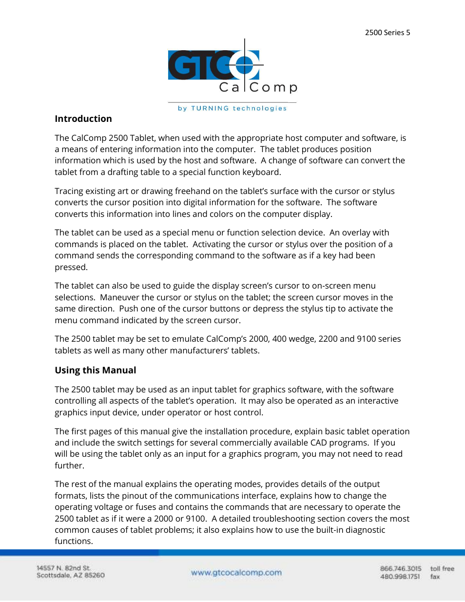 GTCO 2500 Series - Users Guide 1/3 User Manual | Page 5 / 28
