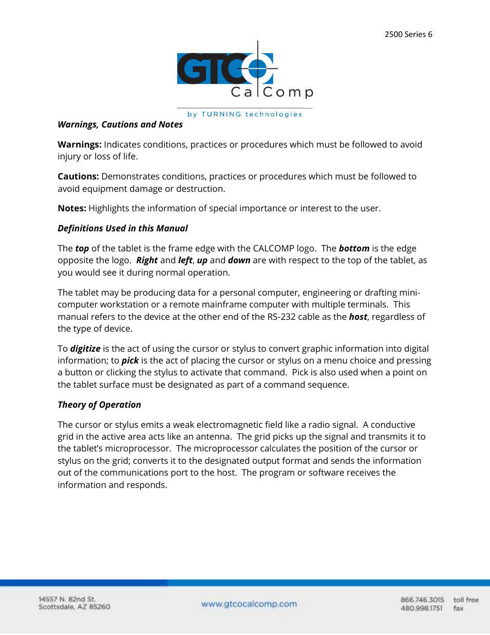 GTCO 2500 Series - Users Guide 1/3 User Manual | Page 6 / 28