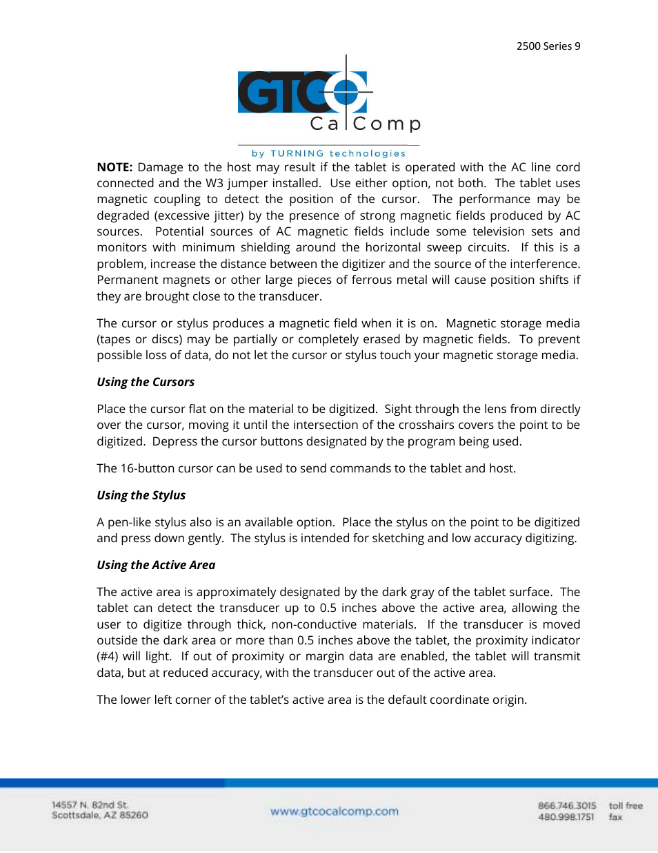 GTCO 2500 Series - Users Guide 1/3 User Manual | Page 9 / 28