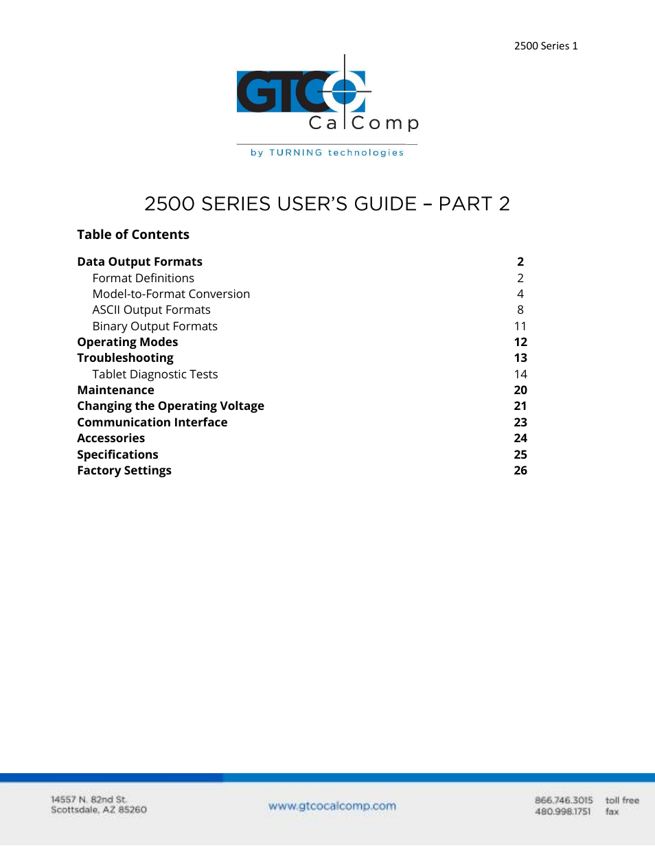 GTCO 2500 Series - Users Guide 2/3 User Manual | 27 pages