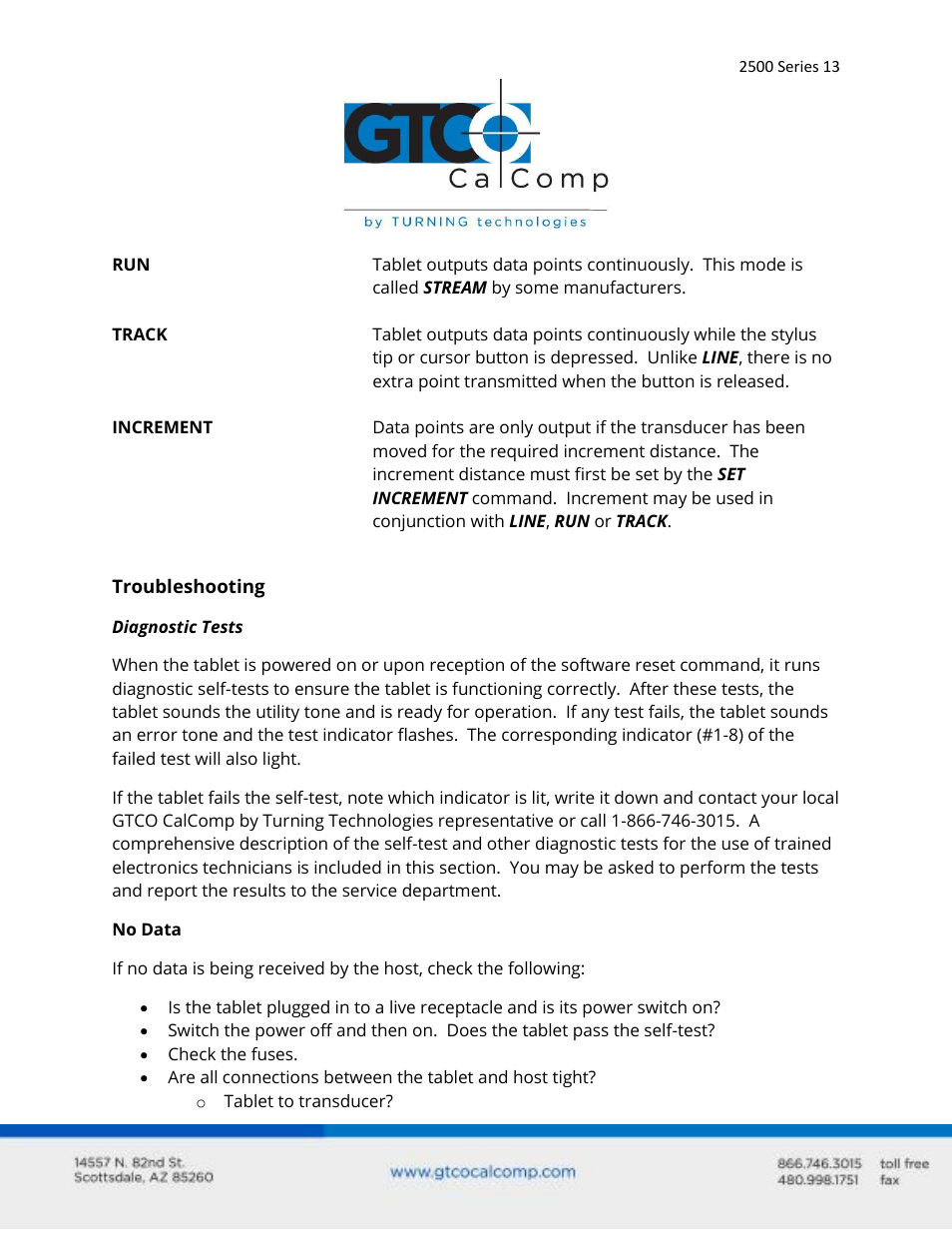 GTCO 2500 Series - Users Guide 2/3 User Manual | Page 13 / 27