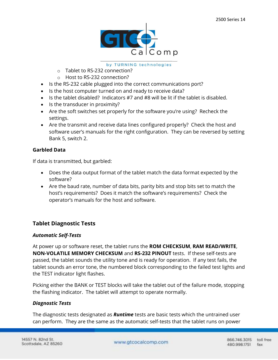 GTCO 2500 Series - Users Guide 2/3 User Manual | Page 14 / 27