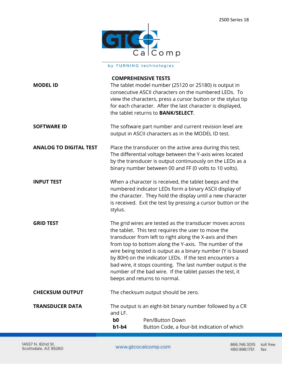 GTCO 2500 Series - Users Guide 2/3 User Manual | Page 18 / 27