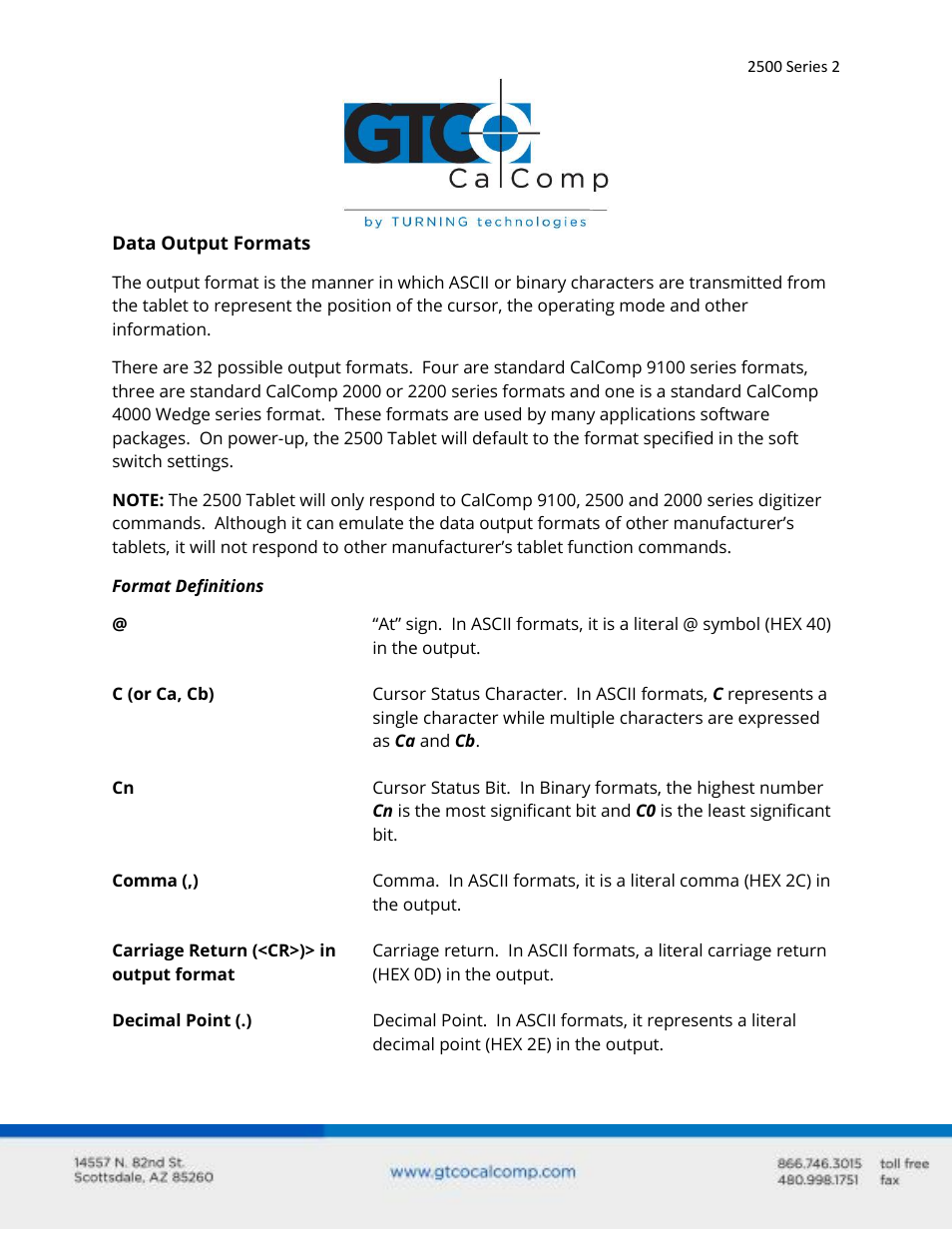 GTCO 2500 Series - Users Guide 2/3 User Manual | Page 2 / 27