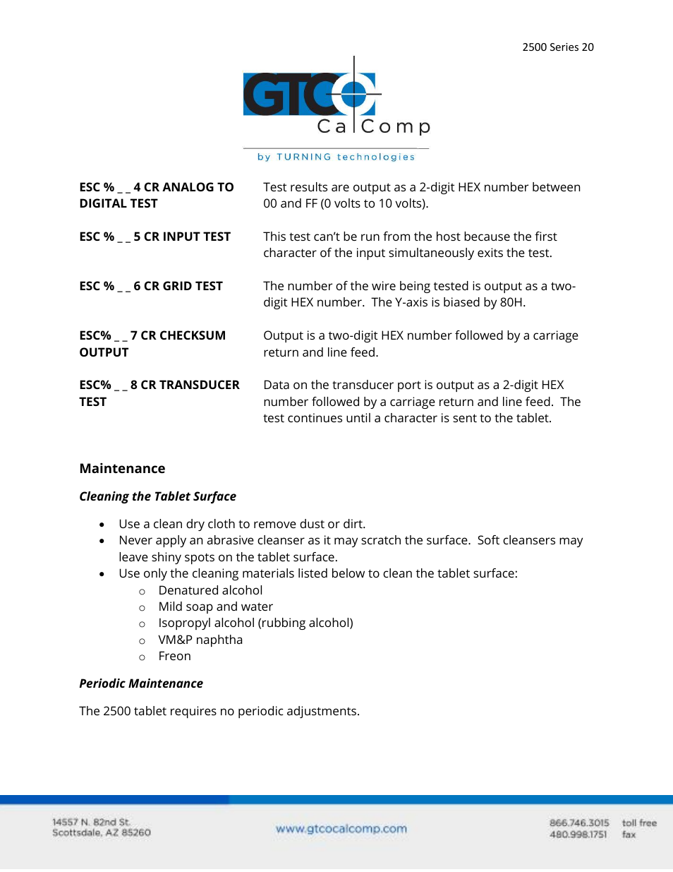 GTCO 2500 Series - Users Guide 2/3 User Manual | Page 20 / 27