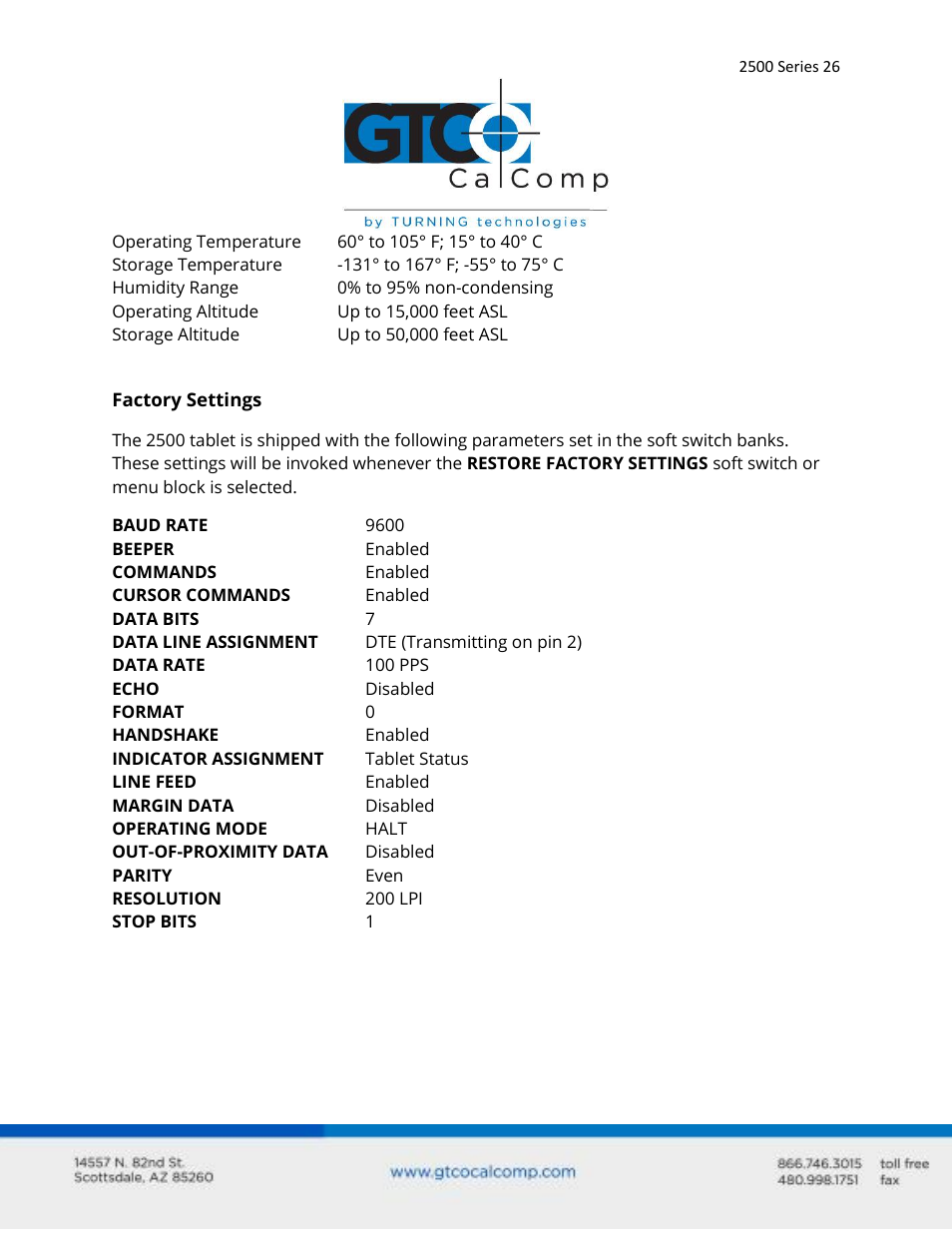 GTCO 2500 Series - Users Guide 2/3 User Manual | Page 26 / 27