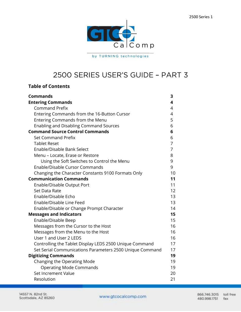 GTCO 2500 Series - Users Guide 3/3 User Manual | 38 pages