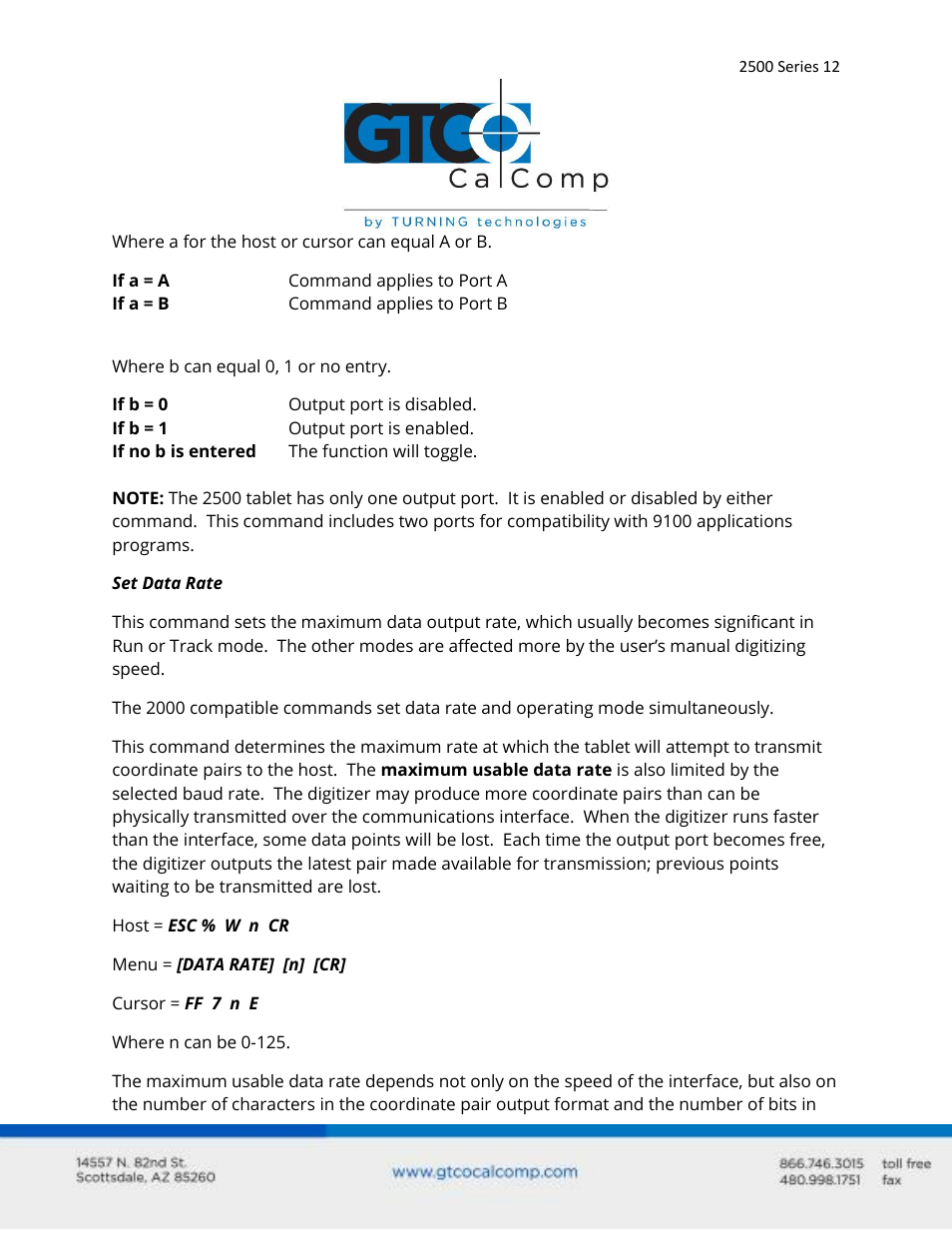 GTCO 2500 Series - Users Guide 3/3 User Manual | Page 12 / 38