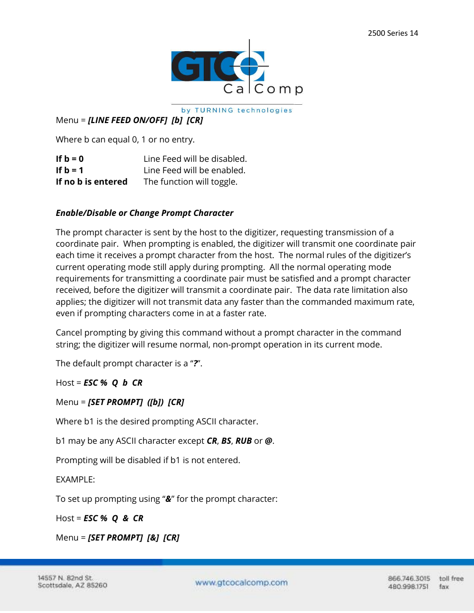 GTCO 2500 Series - Users Guide 3/3 User Manual | Page 14 / 38