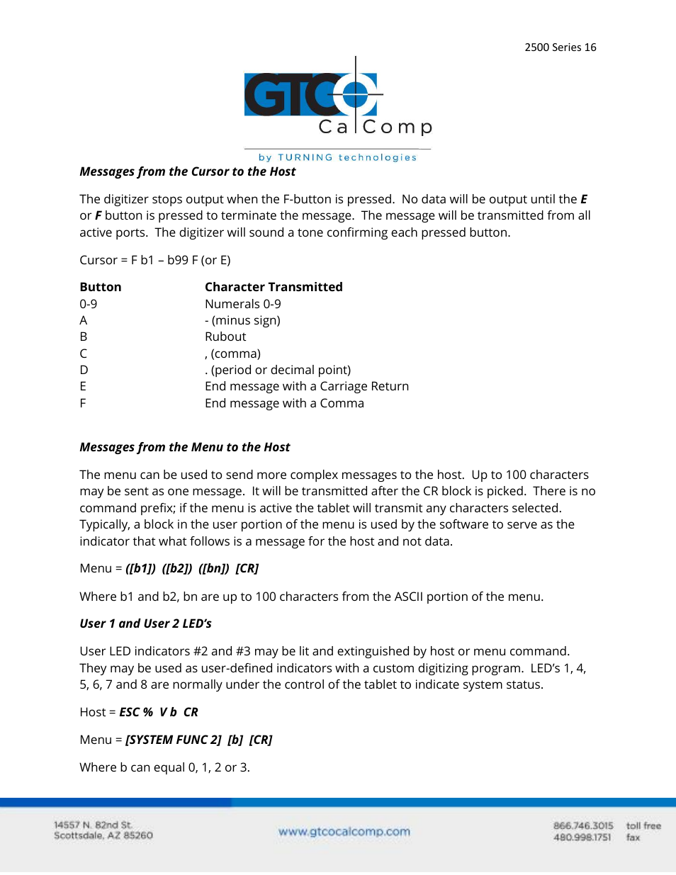 GTCO 2500 Series - Users Guide 3/3 User Manual | Page 16 / 38
