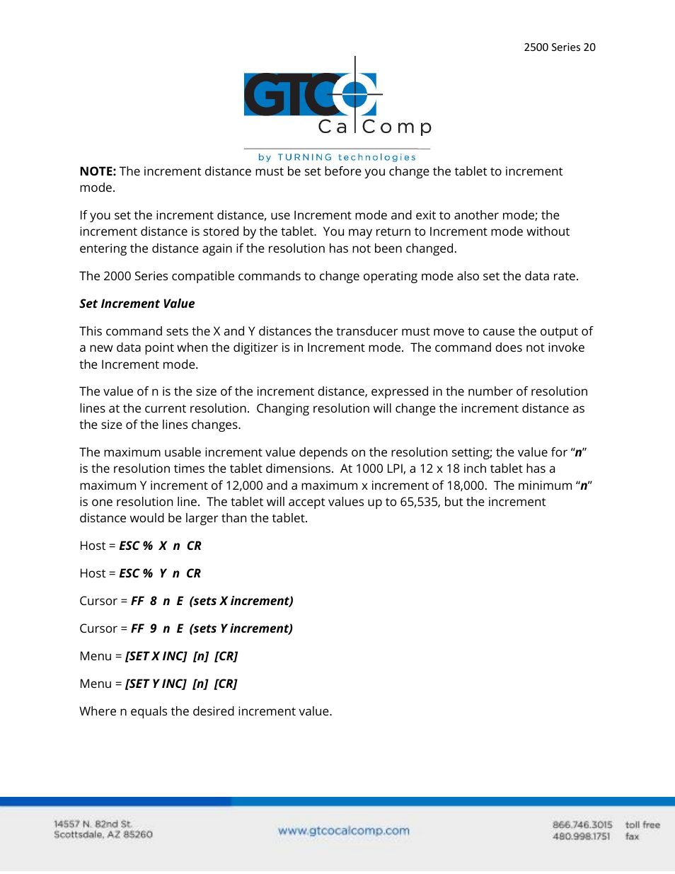 GTCO 2500 Series - Users Guide 3/3 User Manual | Page 20 / 38
