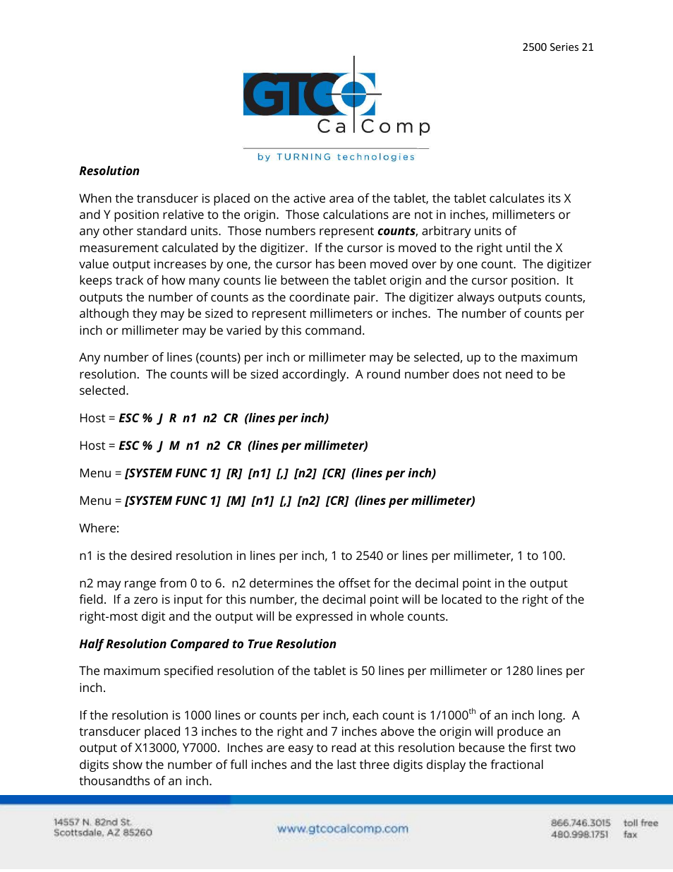 GTCO 2500 Series - Users Guide 3/3 User Manual | Page 21 / 38