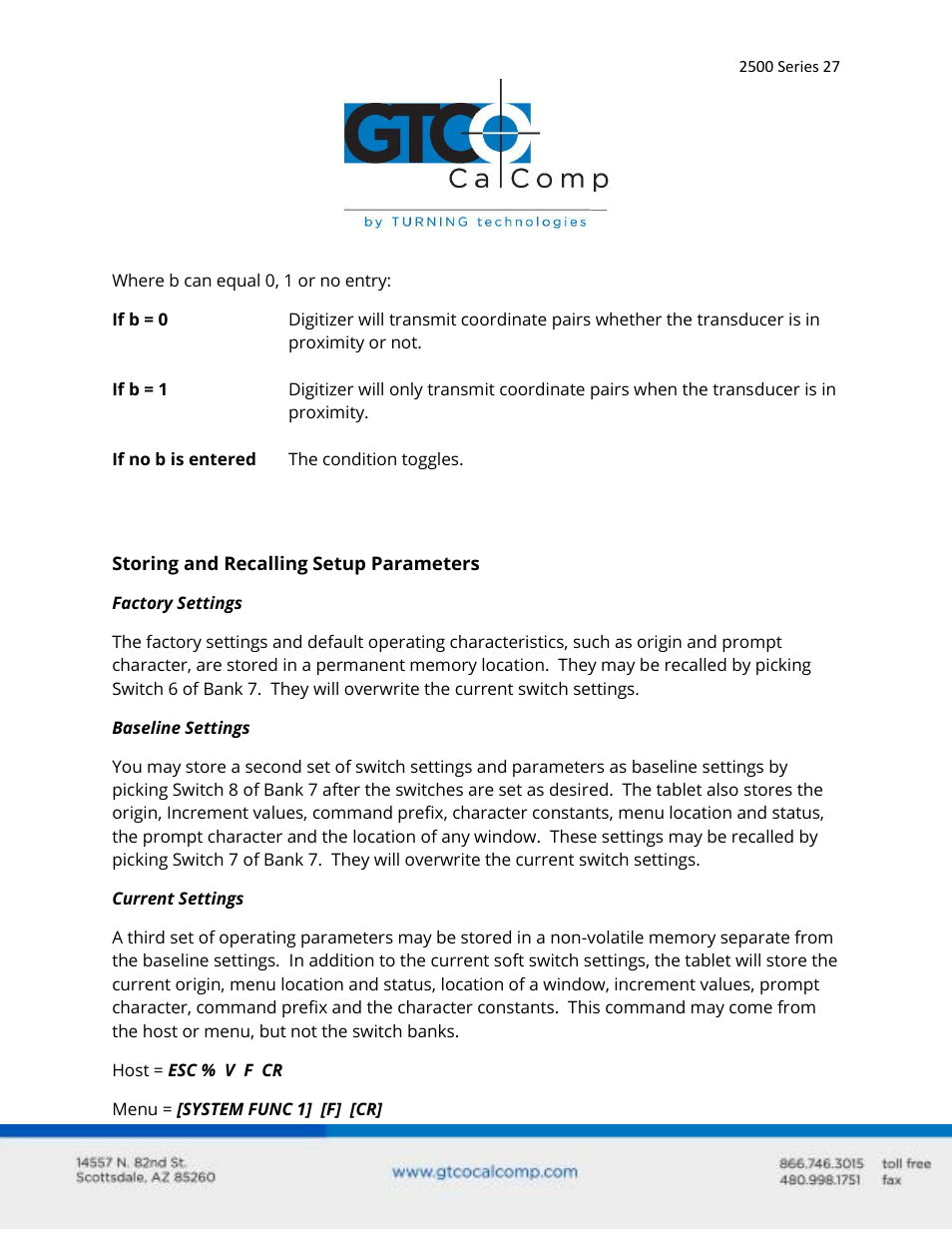 GTCO 2500 Series - Users Guide 3/3 User Manual | Page 27 / 38