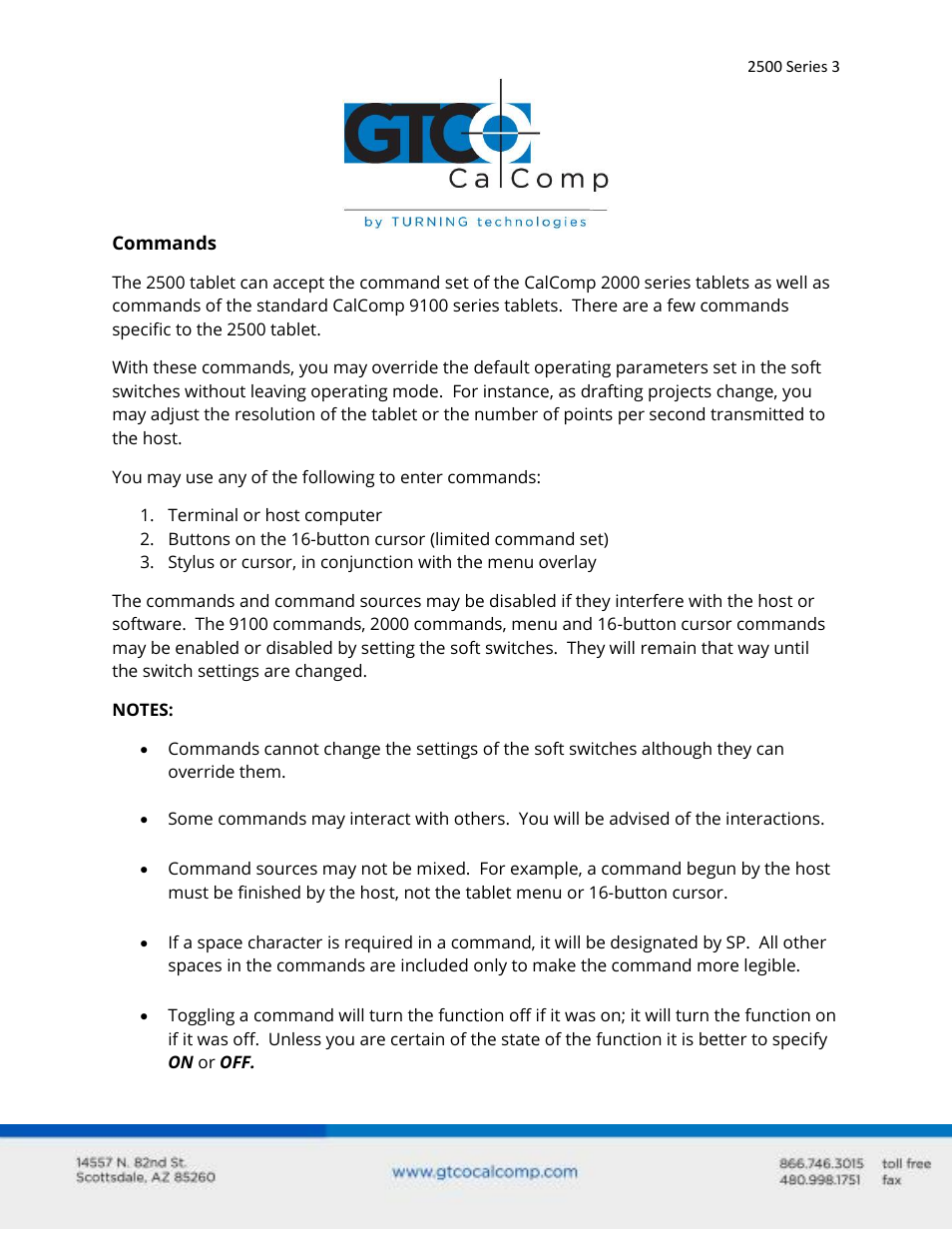 GTCO 2500 Series - Users Guide 3/3 User Manual | Page 3 / 38