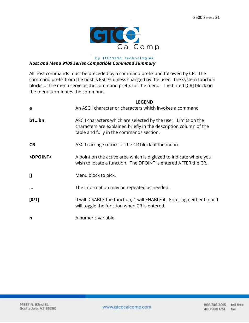 GTCO 2500 Series - Users Guide 3/3 User Manual | Page 31 / 38