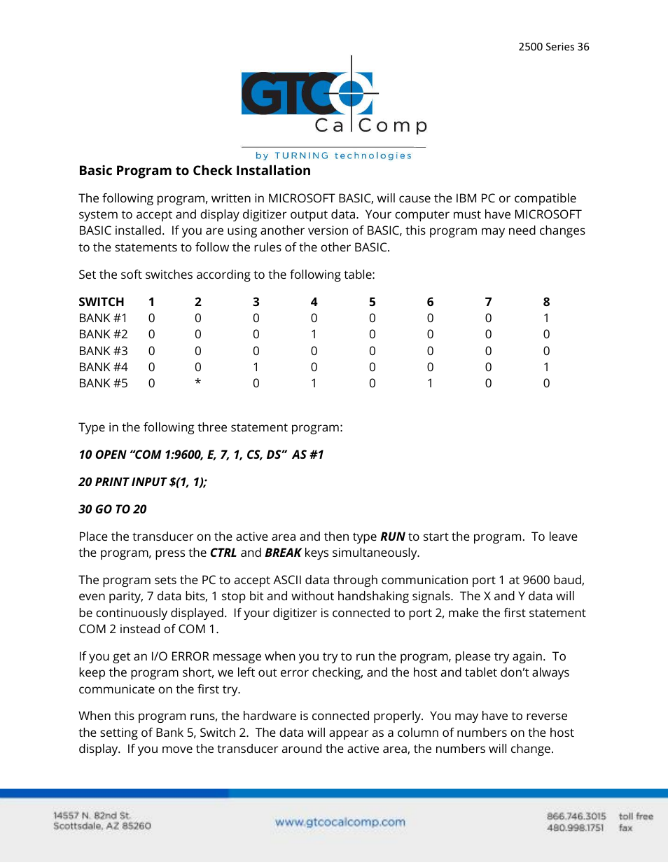 GTCO 2500 Series - Users Guide 3/3 User Manual | Page 36 / 38