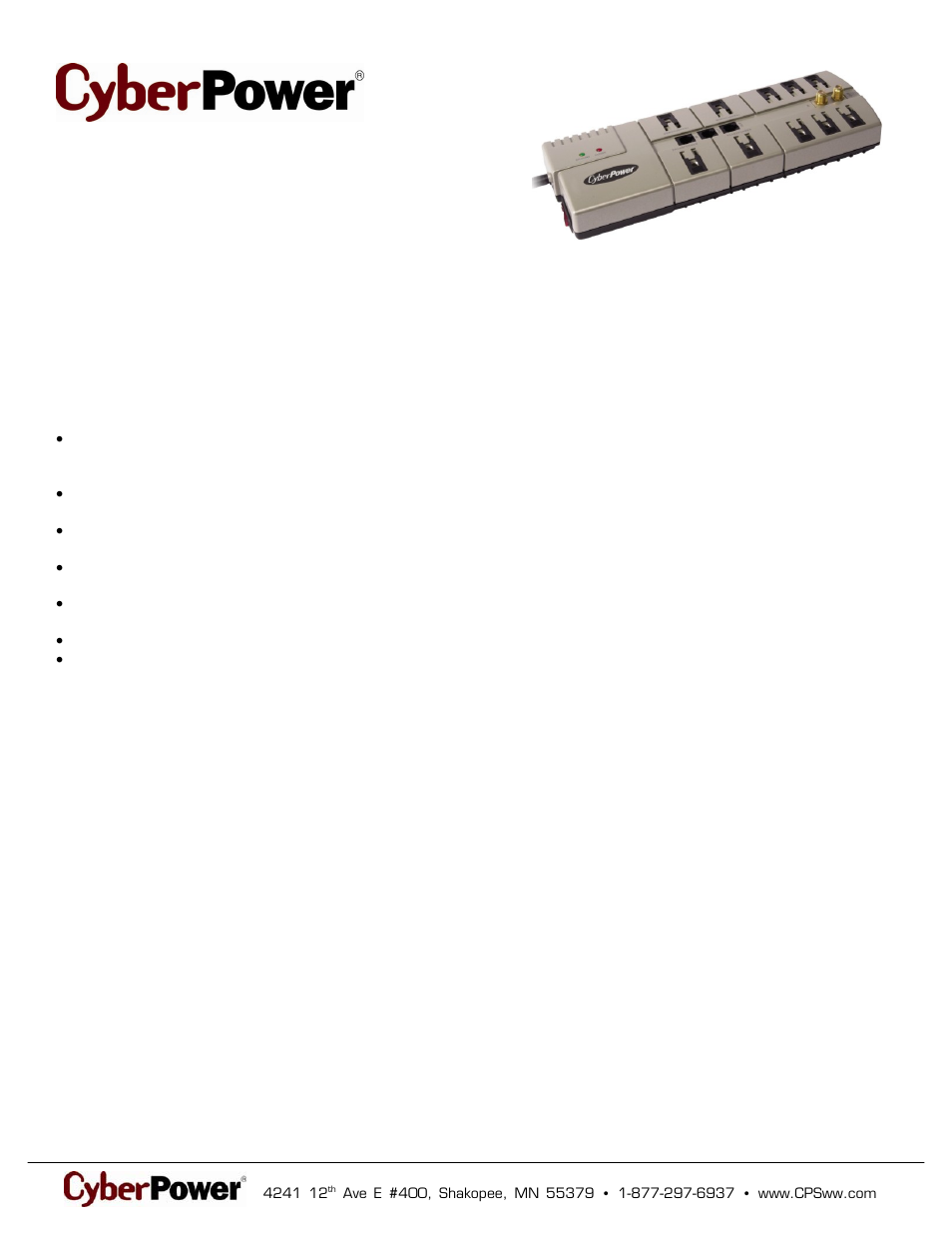 CyberPower Systems 649532010806 User Manual | 2 pages
