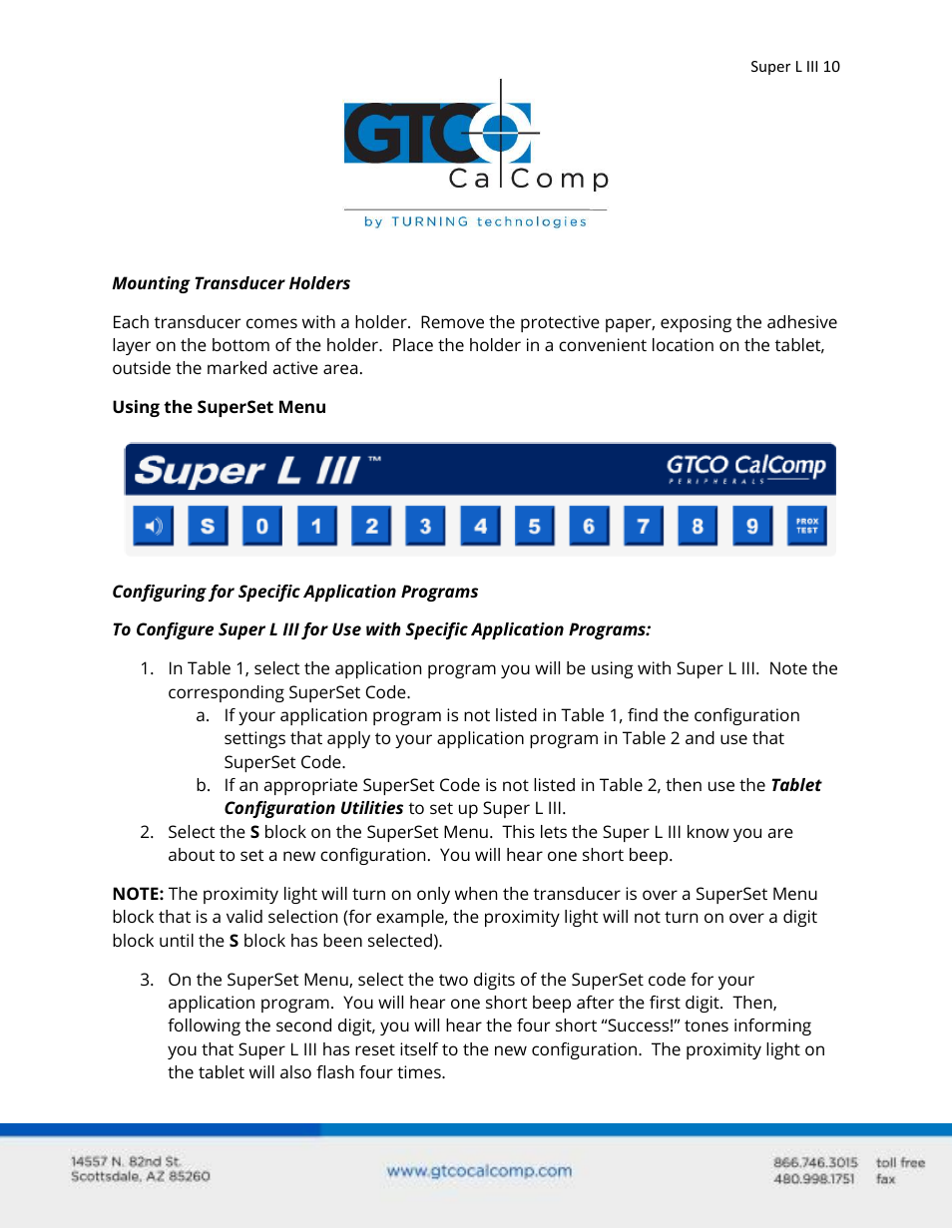 GTCO Super L III - Users Guide User Manual | Page 10 / 76