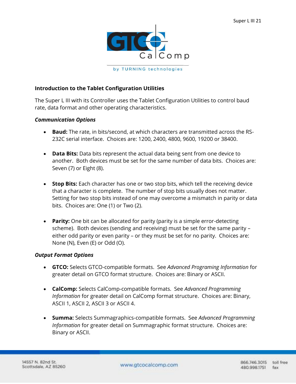 GTCO Super L III - Users Guide User Manual | Page 21 / 76