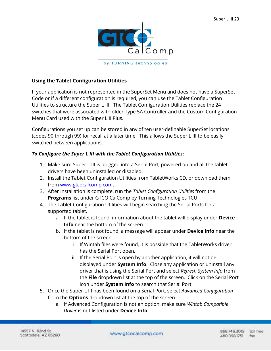 GTCO Super L III - Users Guide User Manual | Page 23 / 76