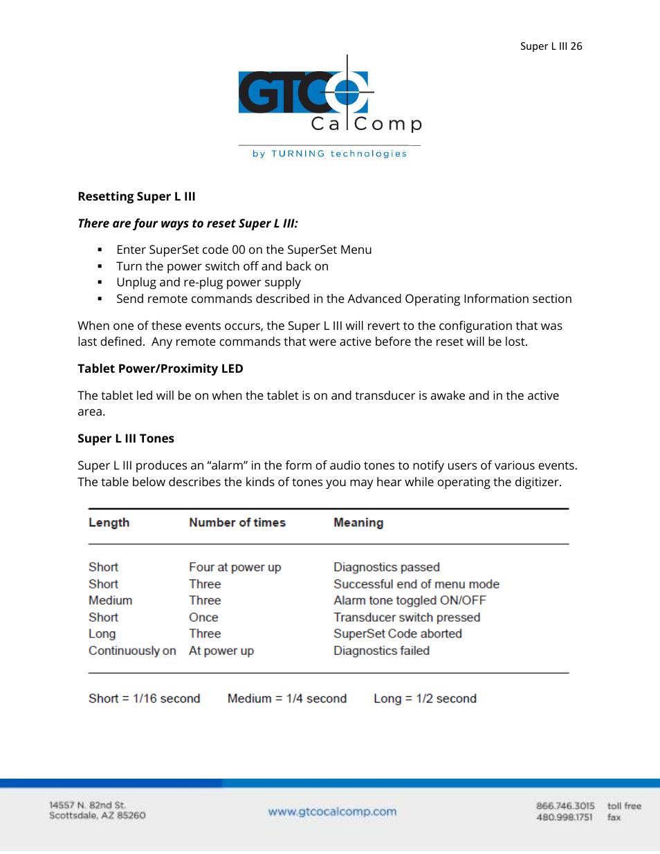 GTCO Super L III - Users Guide User Manual | Page 26 / 76