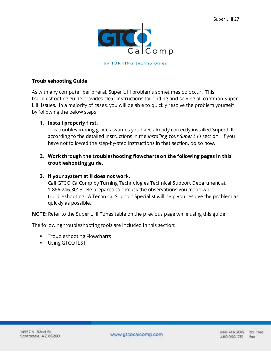 GTCO Super L III - Users Guide User Manual | Page 27 / 76