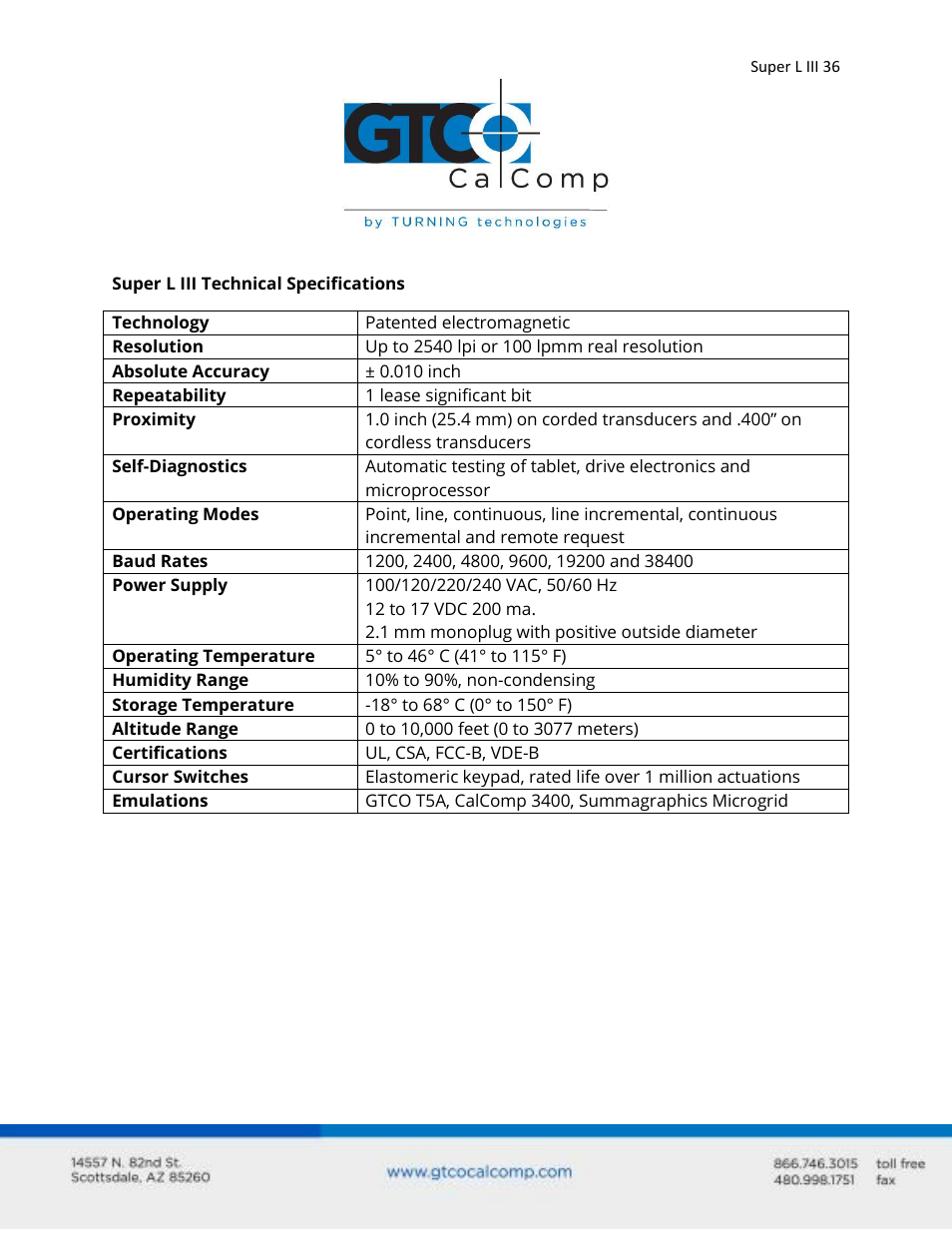 GTCO Super L III - Users Guide User Manual | Page 36 / 76