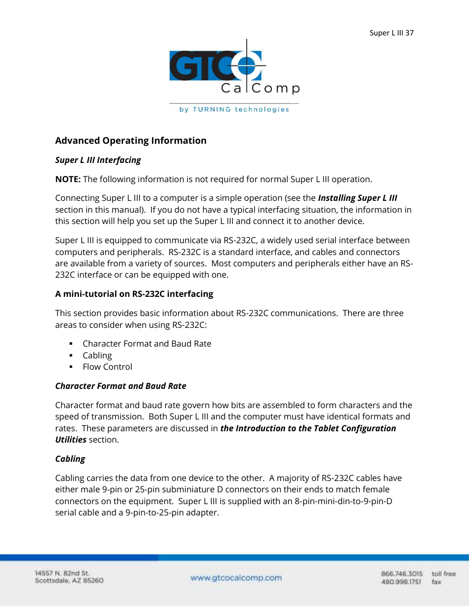 GTCO Super L III - Users Guide User Manual | Page 37 / 76