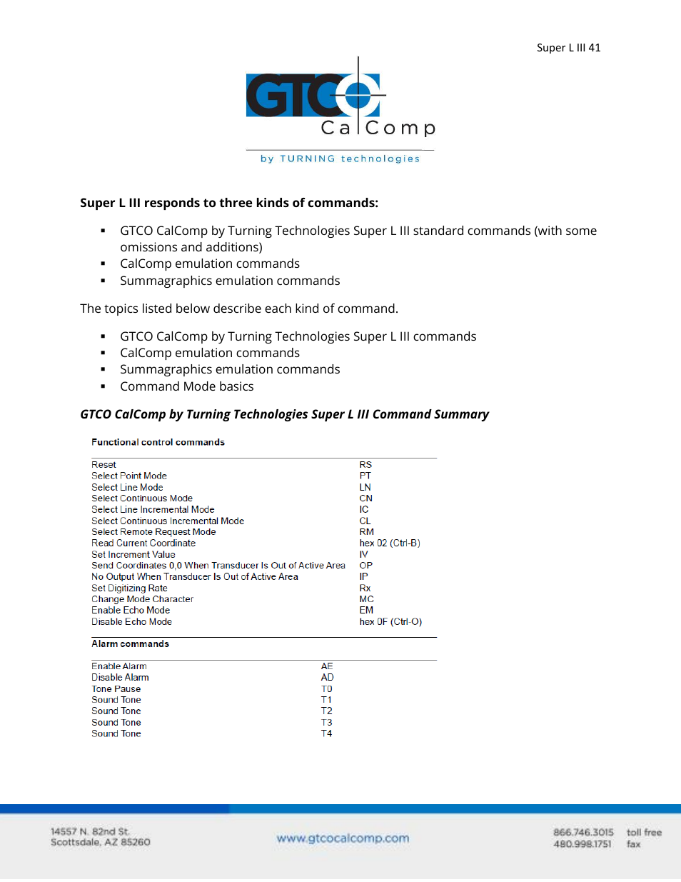 GTCO Super L III - Users Guide User Manual | Page 41 / 76