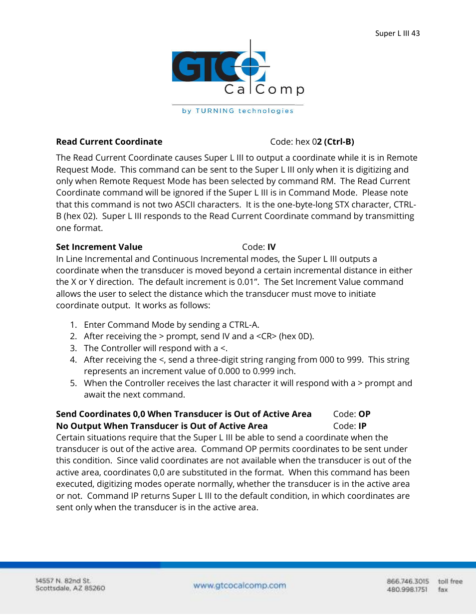 GTCO Super L III - Users Guide User Manual | Page 43 / 76